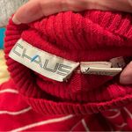 Cute vintage 80’s Chaus striped red white turtleneck sweater wool blend crested Size L Photo 4