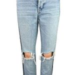 ZARA Basic Blue Light Wash Ripped Knee Distressed Raw Hem Crop Denim Jeans Sz 2 Photo 0