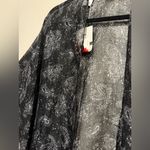 Black and White Paisley Fringe Kimono Scarf | Wrap Photo 2