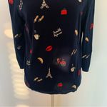 Talbots  Iconic French Embroidery Navy Crew Neck Sweater Size M Photo 3