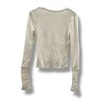 Free People  Wear Me Out Thermal Mesh Long Sleeve Ruched Top in White Sz M‎ Photo 4