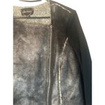 Ella Moss Black Faux Suede Leather Faux Fur Lined Zip Bomber Jacket Women Sz S Photo 4