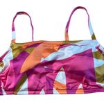 Kona Sol Women's Pink and Orange Abstract Print Bikini Top - Size Medium - NWT Photo 0