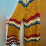 Free People  Winding Road Knit Colorful Rainbow Long Flare Cardigan Sweater L Photo 2