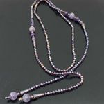 Amethyst Handmade Stone AB Purple Crystal Beads Lariat 40” Necklace Photo 8