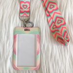 Pink and green heart lanyard with Id/ card holder Photo 3
