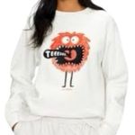 Ted Baker Cream Crewneck Graphic Sweatshirt Sz 2 Women Cartoon Monster Appliqué Photo 3