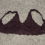 Aerie Eyelash Plunge Lace Bralette in Burgundy Photo 2