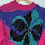 Jaclyn Smith VTG 90s Beaded Floral Sweater Womens S Pink Purple Knit Retro Glam Photo 1
