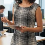 Banana Republic  Tweed Sheath Dress Black White Womens Size 6 Herringbone office Photo 0