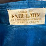 Vintage 1960S Thai Silk Blouse By Fair Lady Bangkok Blue Silver Stripe Medium Photo 4