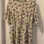 Molly Bracken  Anthropologie Ecru Floral Print Romper Size Large Shoulder Outs Photo 0