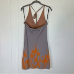 Forever 21 NWT Grey With Flames Sweater Halter Dress L Photo 1