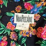 Vintage 80s Nina Piccalino Floral Button Down Shirt Dress Size 6 Black Photo 6