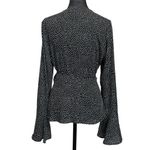 Lulus Love is Enough polka dot Bell flare sleeve wrap top black/white Black Size L Photo 1