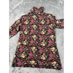 Peruvian Connection  Floral Turtle Neck Long Sleeve Top Black Pink Yellow Medium‎ Photo 8