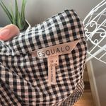 Esqualo Gingham Black White Checkered Wrap Puff Sleeve V Neck Blouse Sz 4 Cotton Photo 3