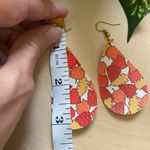 Handmade Fall Leave Teardrop Faux Leather Womens Dangle Earrings Photo 2