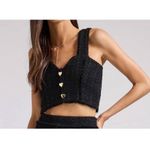Generation Love New! Mina Cropped Tweed Top in Black Sz XS Photo 3