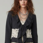 Anthropologie Leifsdottir Boiled Wool Lace Attache Cardigan Charcoal Gray Medium Photo 0