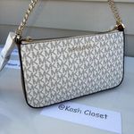 Michael Kors Bright White Crossbody Zip Pouchette Medium Bag Photo 6