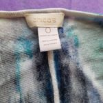 Chico's Open Front Long Cardigan Jacket Blue & Green Brushstroke Print Rayon Size Photo 2