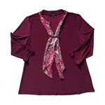 Burgundy 3/4 Sleeve Blouse V Photo 1
