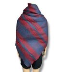 Boutique Womens Woven Knit Plaid Scarf Wrap with Fringe Blue Red Soft and Warm Photo 6