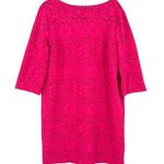 Chico's  Lace Sheath Dress Sz 16 Hot Pink Wedding Party Feminine Bold Cocktail Photo 0