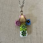 Vintage Millefiori Glass Cross Necklace Photo 4