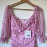 Selfie Leslie NWT La Vida Sweetheart Neckline Puff Sleeve Dress Pink Photo 5