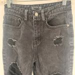 Pretty Little Thing  Black Mom Jeans Distressed Holes Size 2 Photo 1