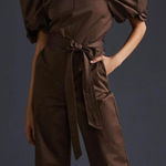 En Saison Brown Puff Sleeve Jumpsuit Size XS Photo 0