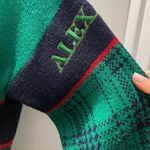 Vintage Preppy Green & Navy Plaid Knit Cardigan Photo 3