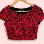EXPRESS Cute lipstick π leopard textured crop top whimsigoth glam club stretch Photo 0