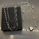 Fashion Jewelry Bundle/ 3 Silver Tone Necklaces Silver Photo 0