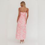 Selfie Leslie NWT Serif Ruffle Trim Split Maxi Dress in Pink Floral Size Medium Photo 1