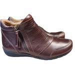 Taos Habit Ankle Boot Women's 7W Brunette Leather Round Toe Comfort Side Zip Brown Size 7 Photo 2