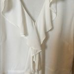 H&M womens boho white short sleeve ruffled blouse size medium Photo 1
