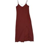 Abercrombie & Fitch v-neck ribbed slit tank dress in a reddish rust paprika Photo 3