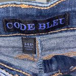 Code Bleu Jean Skirt Size 14 Mini Denim Stretch Dark Wash Flat Front Pockets Blue Photo 2
