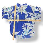 Natori  Floral 3/4 Sleeve Blouse Womens‎ Size M Blue Boho Beachy Photo 2