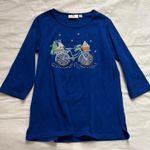 Blue Quacker Factory blue 3/4 length sleeve tee wintery bicycle design Size XS Photo 0