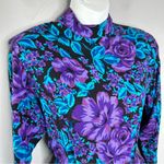 Vintage Black Blue Purple Floral Garden Rose Ruched Dress Size undefined Photo 5