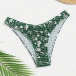 SheIn Bikini Bottom Women’s L Green Floral Print Smocked Bikini Bottom OC3A Photo 4