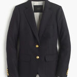 J CREW 10 School Boy Blazer Navy Gold 2 button Wool Stretch Single Breasted Blue Photo 0