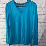 Nike  Women’s Long Sleeve Dri-Fit Blue V-Neck‎ Top Size Medium Photo 1