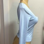 SO NWT Sexy! LIGHT BLUE Long Sleeve Sweetheart Neckline Stretch Top M Photo 2