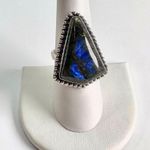 BLUE Fire Labradorite Genuine Stone 925 Sterling Silver Ring Photo 1