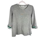 Brax Striped Grey Green Blue Ruffle Cuffed Crew Top 36 Cotton‎ Gray Size undefined Photo 3